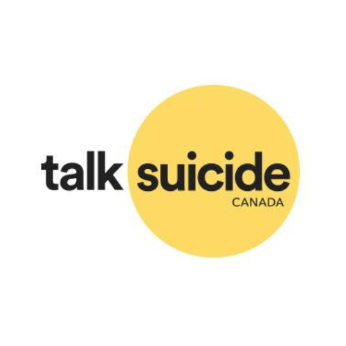 Talk Suicide Canada logo: black text with yellow circle behind Suicide Canada